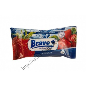 Салфетки влажные BRAVO+ клубника