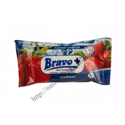 Салфетки влажные BRAVO+ клубника купить оптом