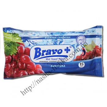 Салфетки влажные BRAVO+ виноград