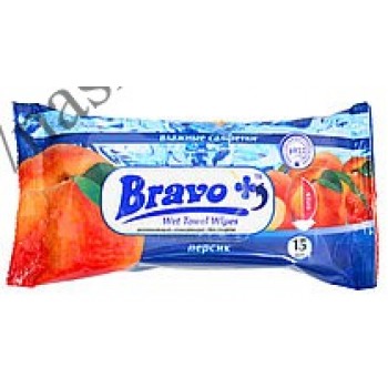 Салфетки влажные BRAVO+ персик