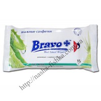 Салфетки влажные  BRAVO+ алоэ
