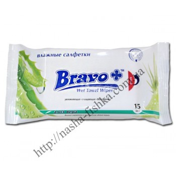 Салфетки влажные  BRAVO+ алоэ