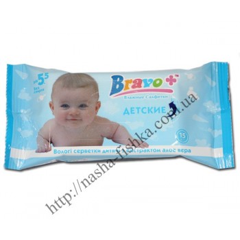 Салфетки влажные BRAVO+ детская