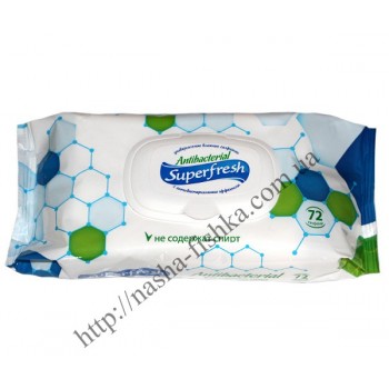 Салфетки влажные Superfresh 72 шт. с клапаном антибактериальные