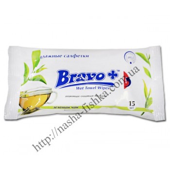 Салфетки влажные BRAVO+ зеленый чай